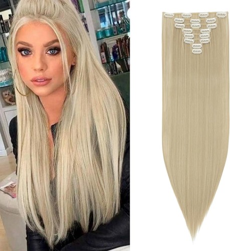 Long straight clip in hair - clip,